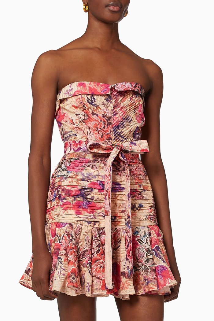 Leah Ruched Dress in Cotton, Pink