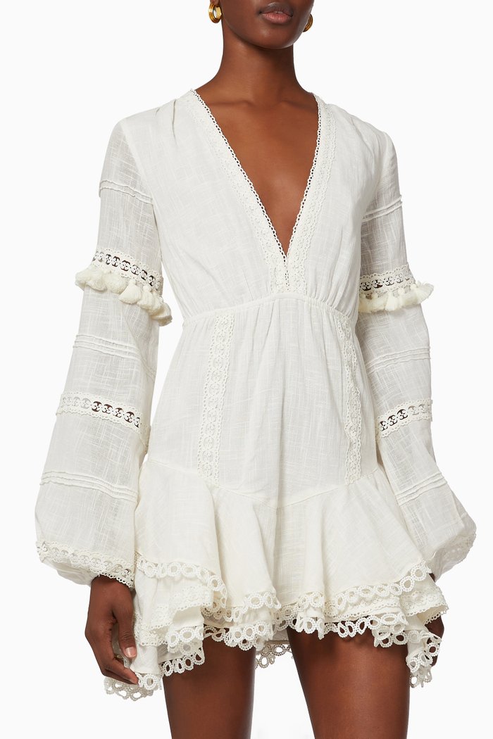 

Ruby Frill Mini Dress, Neutral