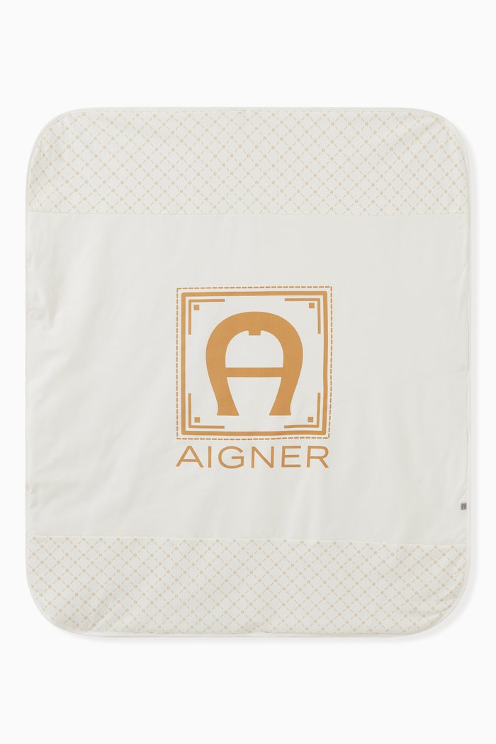 Logo Blanket in Cotton, White