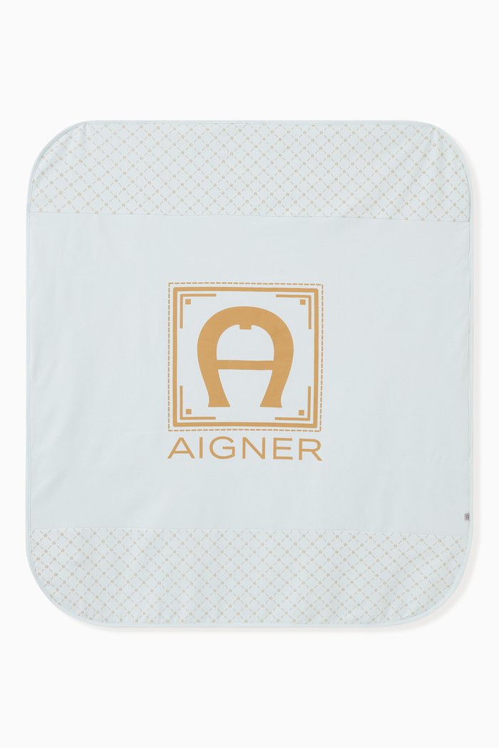 Logo Blanket in Cotton, Blue