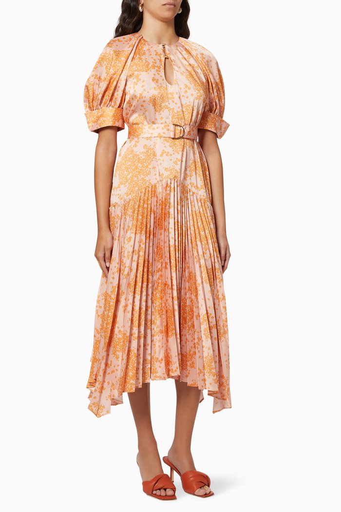 Farlin Pleated Dress, Orange