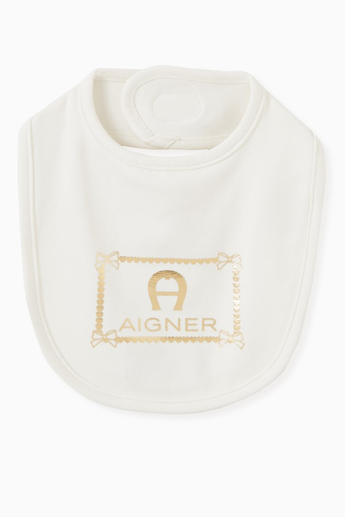 Logo Bib in Cotton, White
