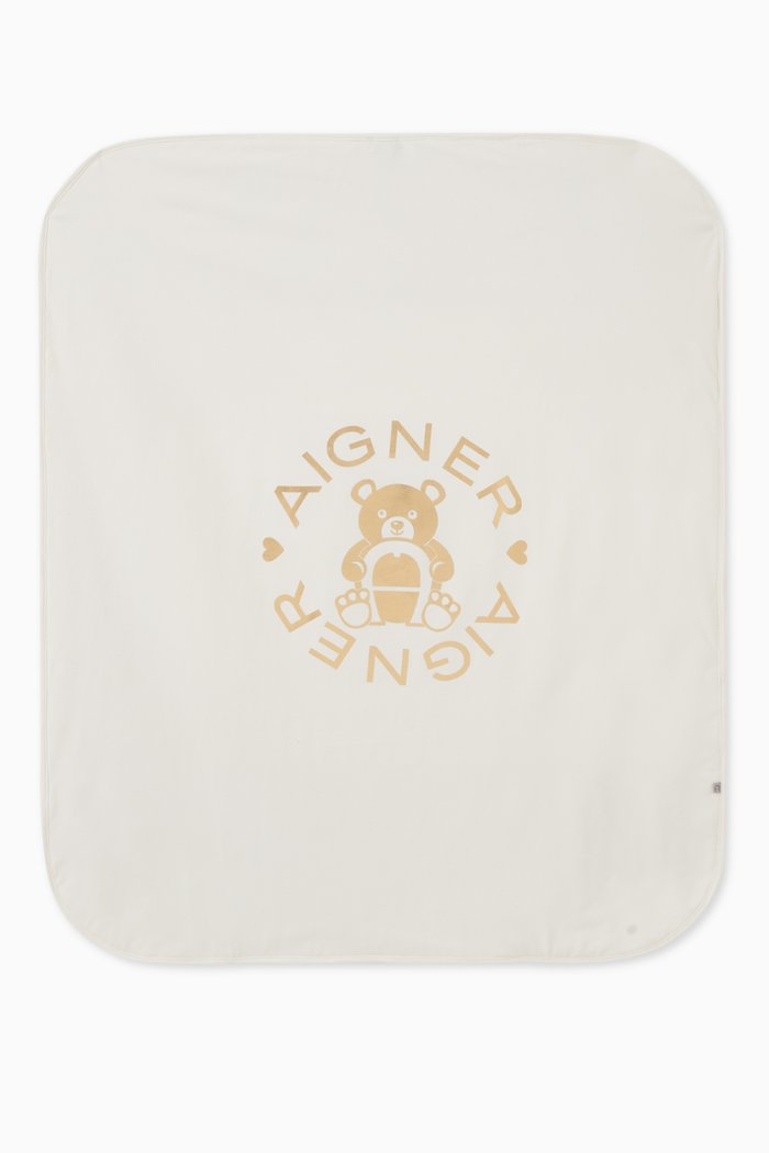 

Teddy Logo Blanket in Cotton, White