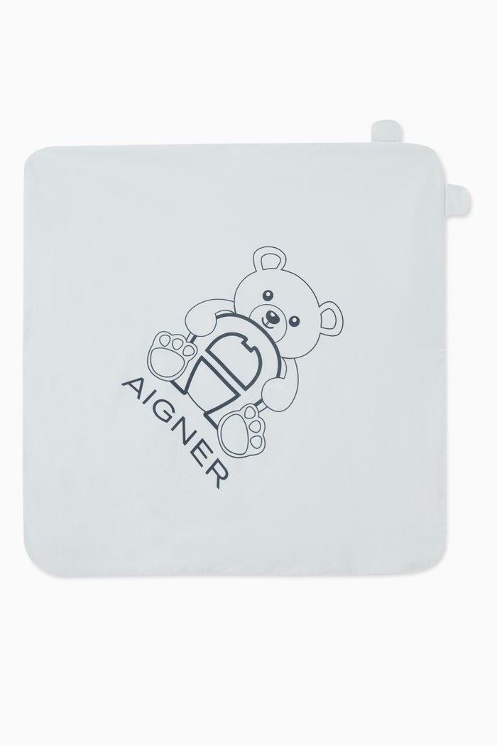

Teddy Logo Blanket in Cotton, Blue