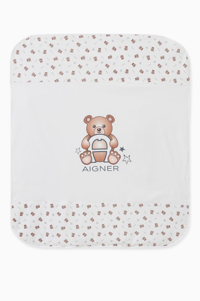 

Teddy Logo Blanket in Cotton, White