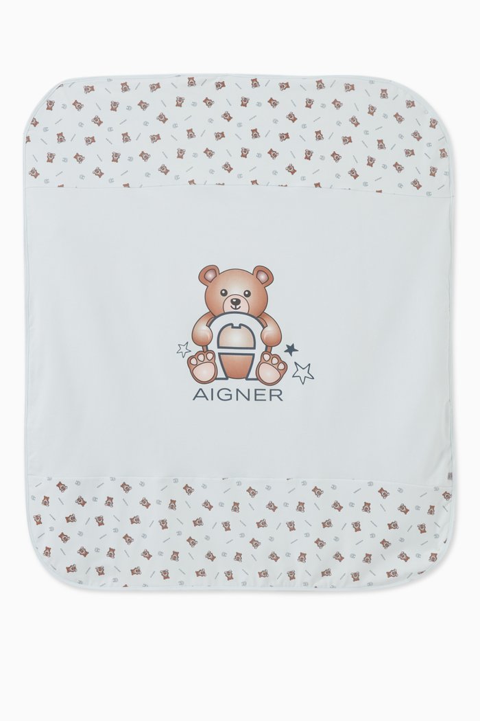 

Teddy Logo Blanket in Cotton, Blue