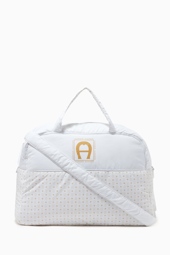

Logo Diaper Bag in Nylon, White