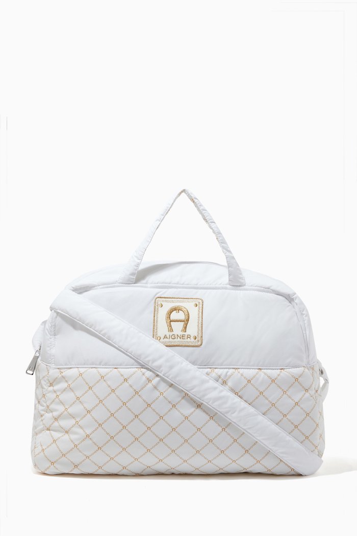 

Logo Patch Diaper Bag in Nylon, White