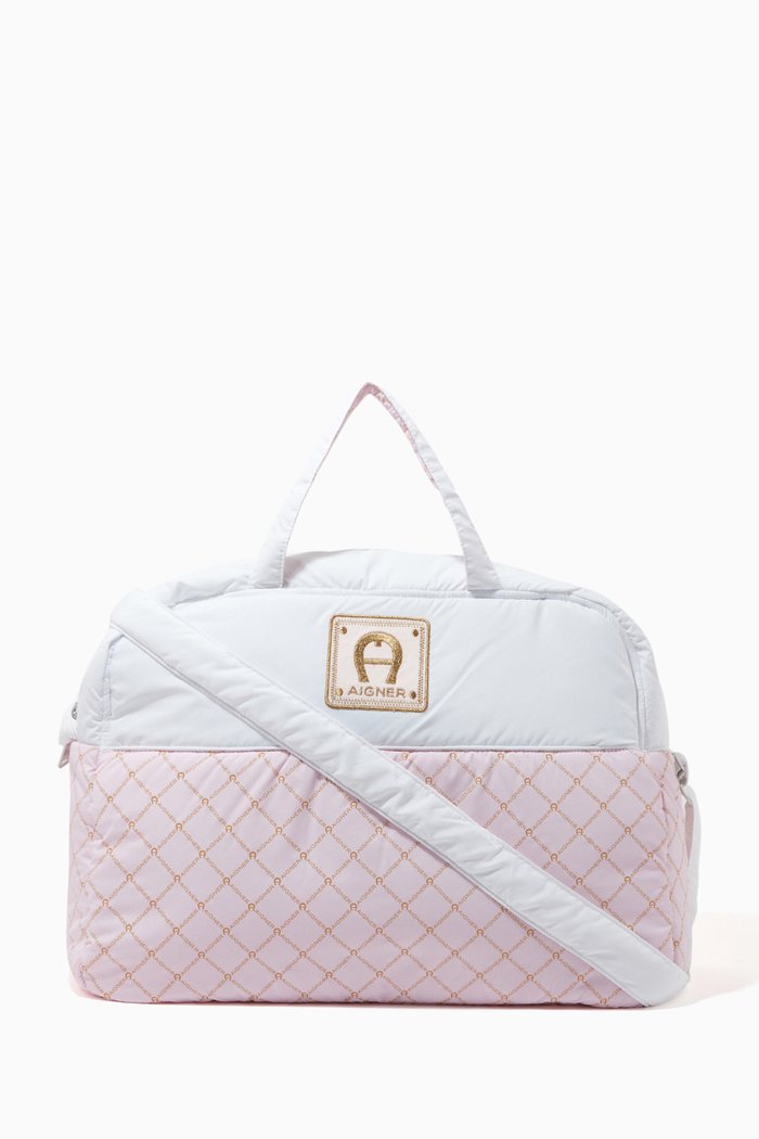 

Logo Patch Diaper Bag in Nylon, Pink