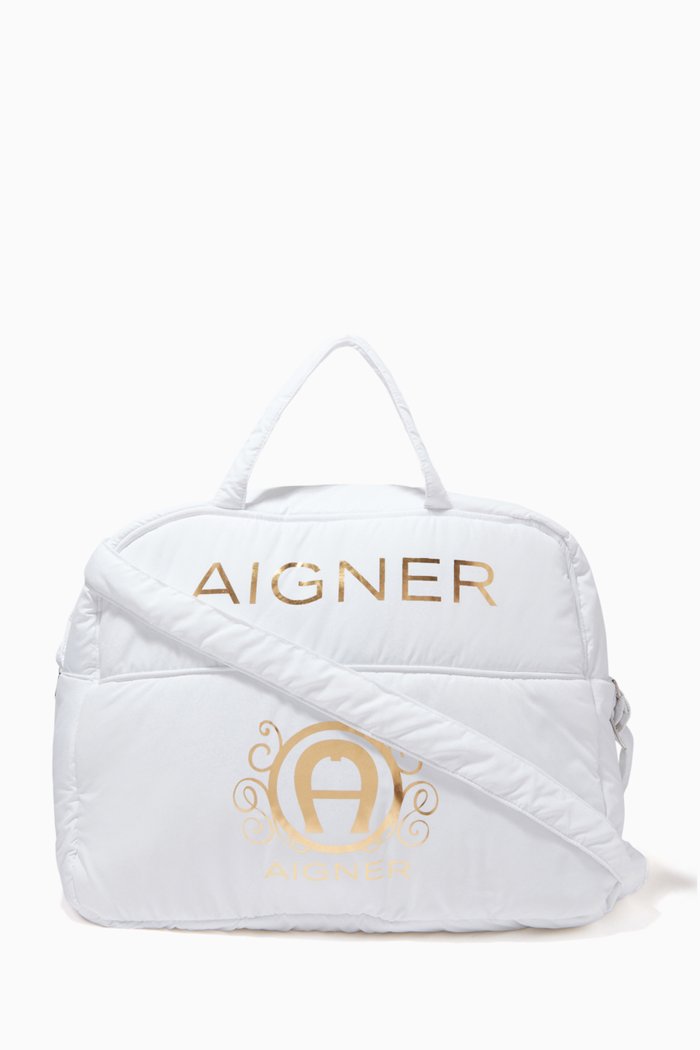 

Logo Diaper Bag in Canvas, White