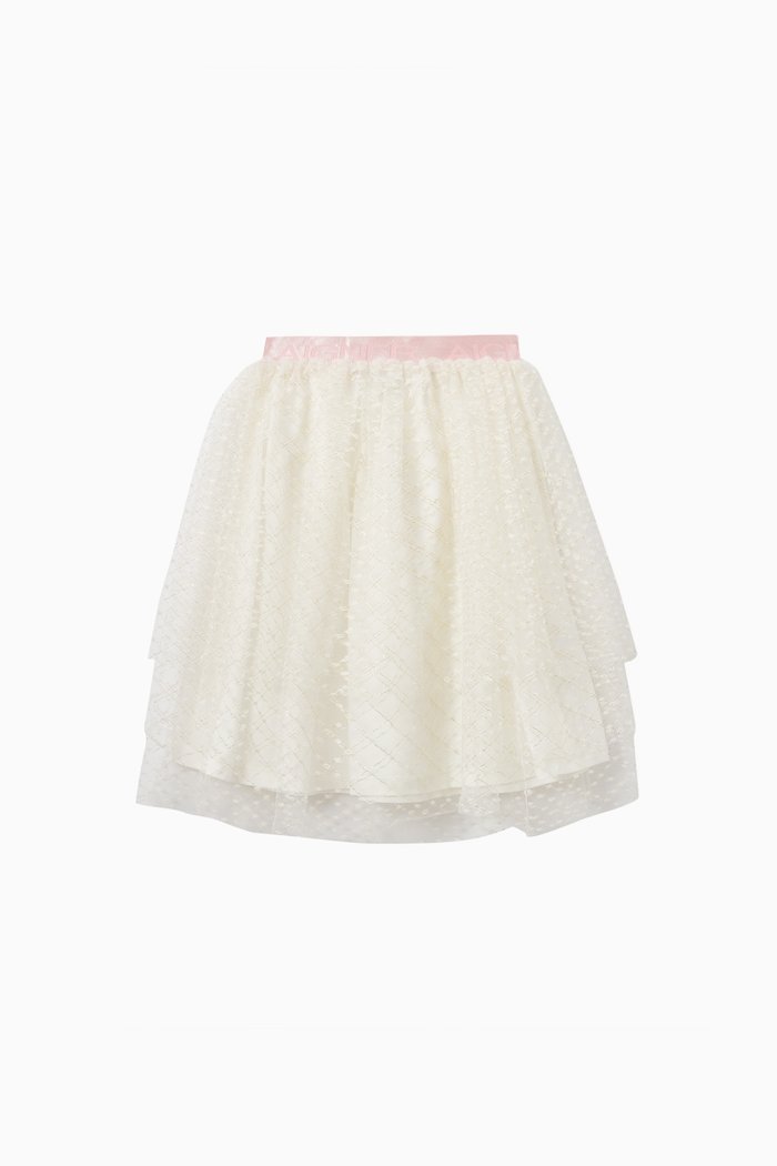 

Pleated Skirt in Tulle, White