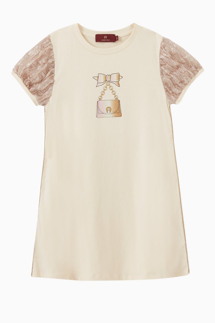 

Logo Graphic Dress in Cotton, Neutral