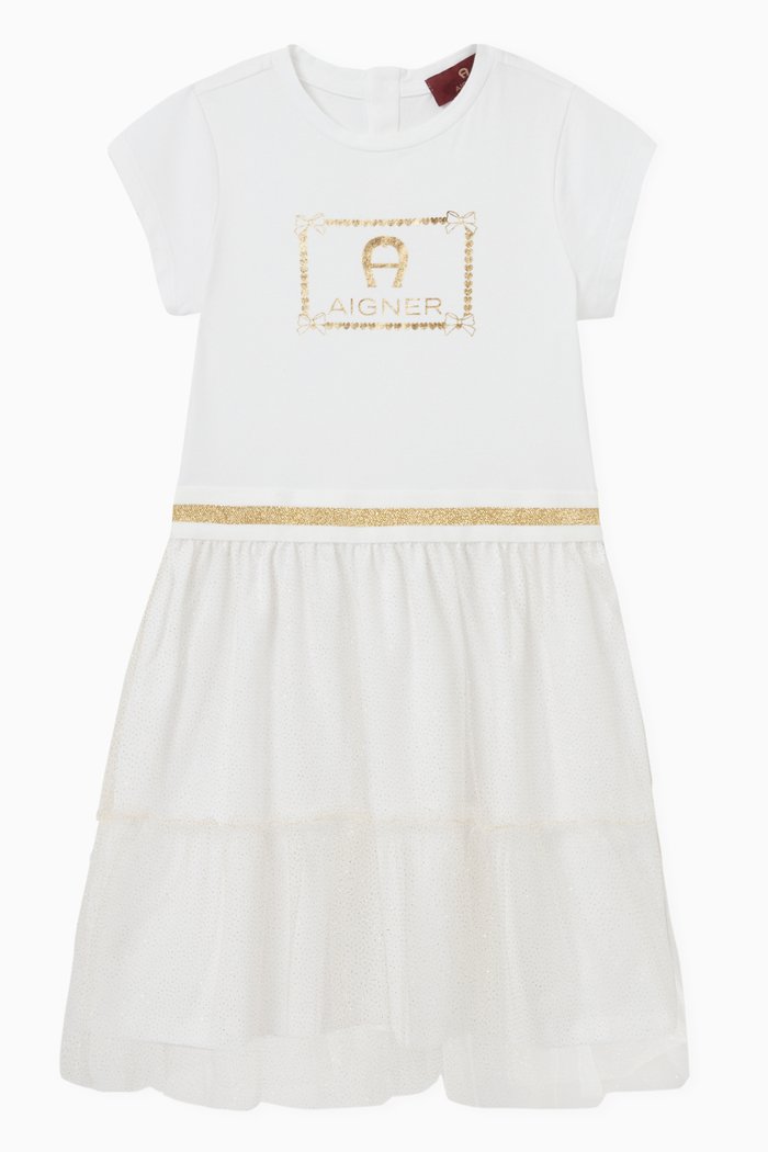 

Logo Dress in Cotton, White
