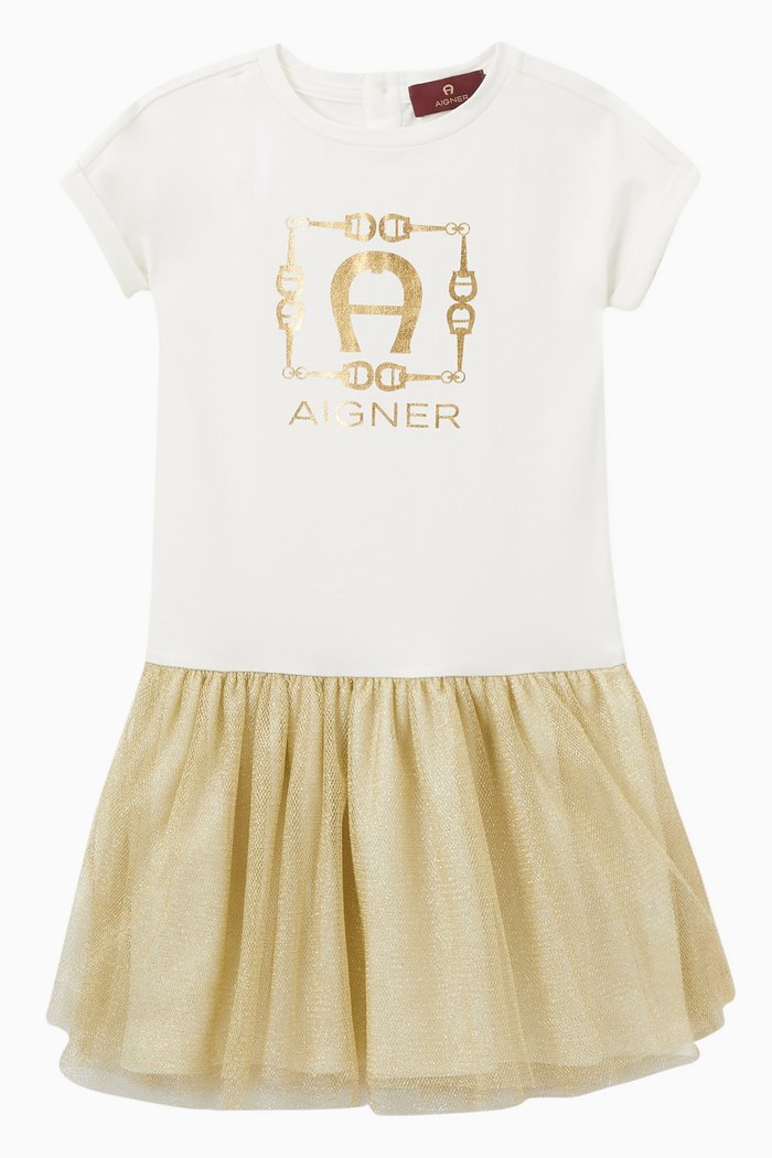

Logo T-shirt Dress in Jersey & Tulle, Multicolour