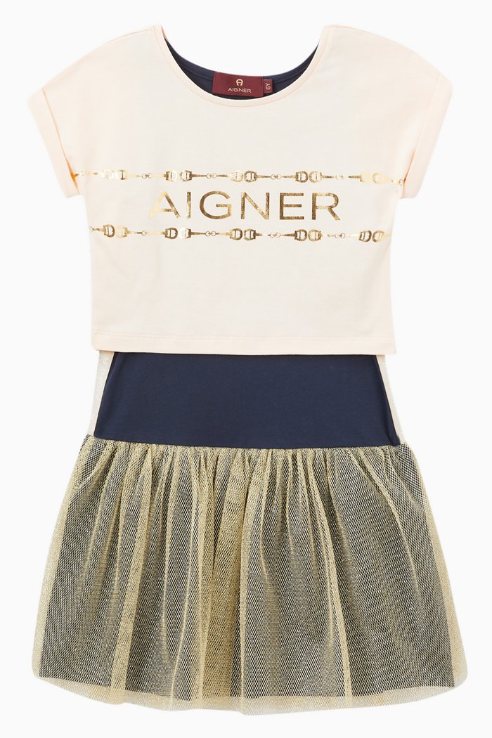 

Logo Dress & Top Set in Cotton, Multicolour