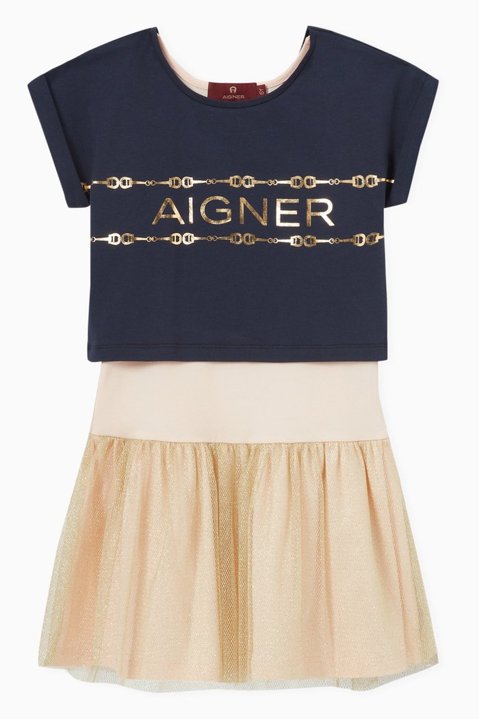 

Logo Dress & Top Set in Cotton, Multicolour
