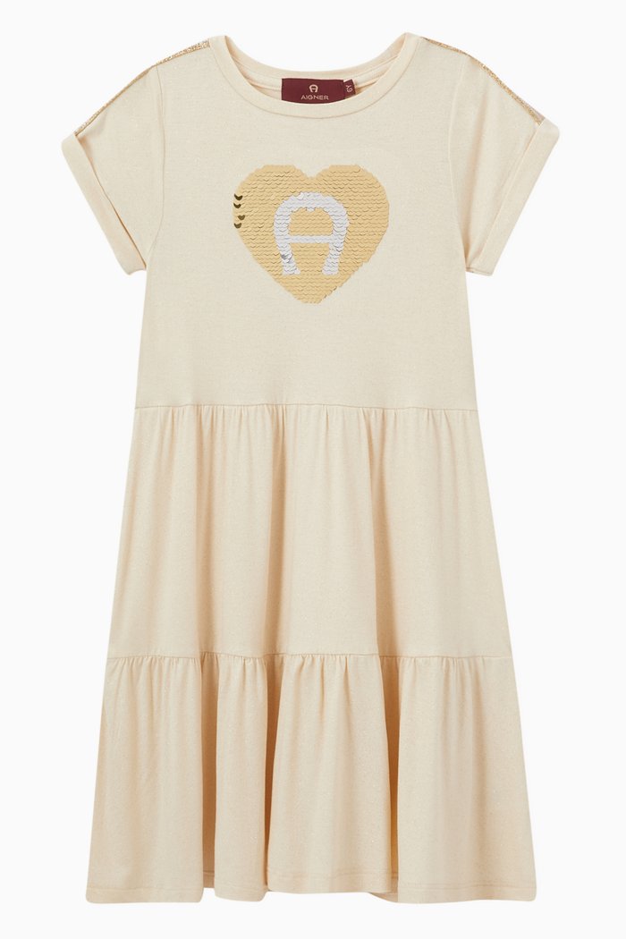 

Heart Logo Dress in Cotton Jersey, Neutral