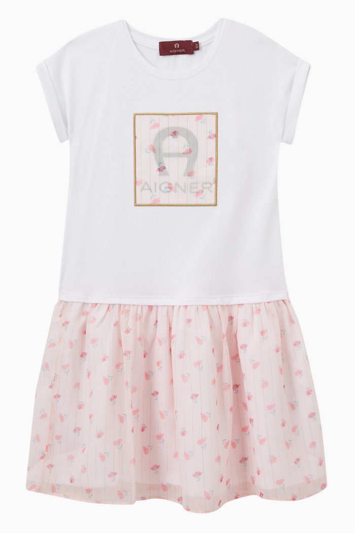 

Logo T-shirt Dress in Jersey & Tulle, Multicolour
