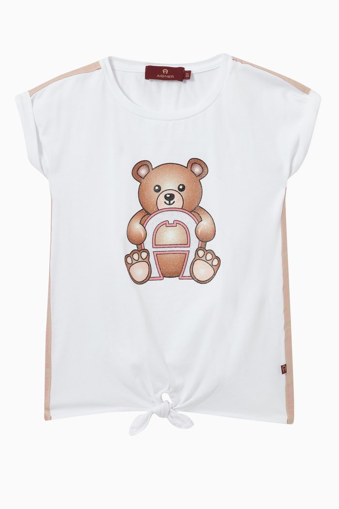 

Logo Teddy Bear T-shirt in Jersey, White
