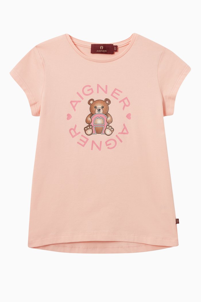 

Logo Teddy Bear T-shirt in Jersey, Pink