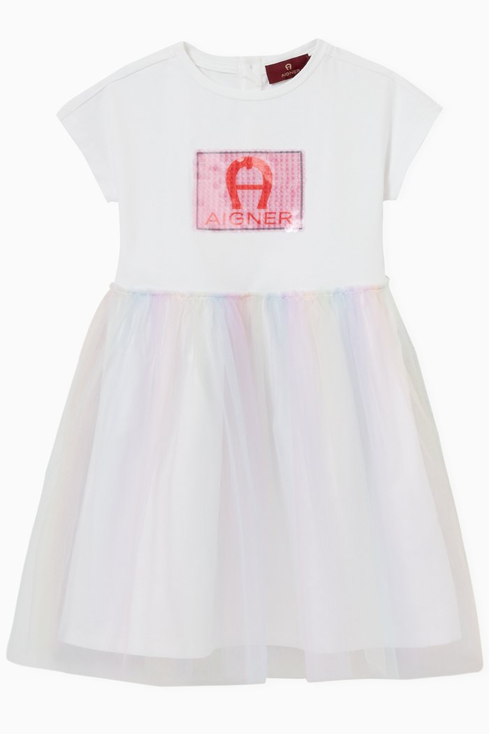 

Logo Rainbow Tulle Dress in Cotton, Multicolour