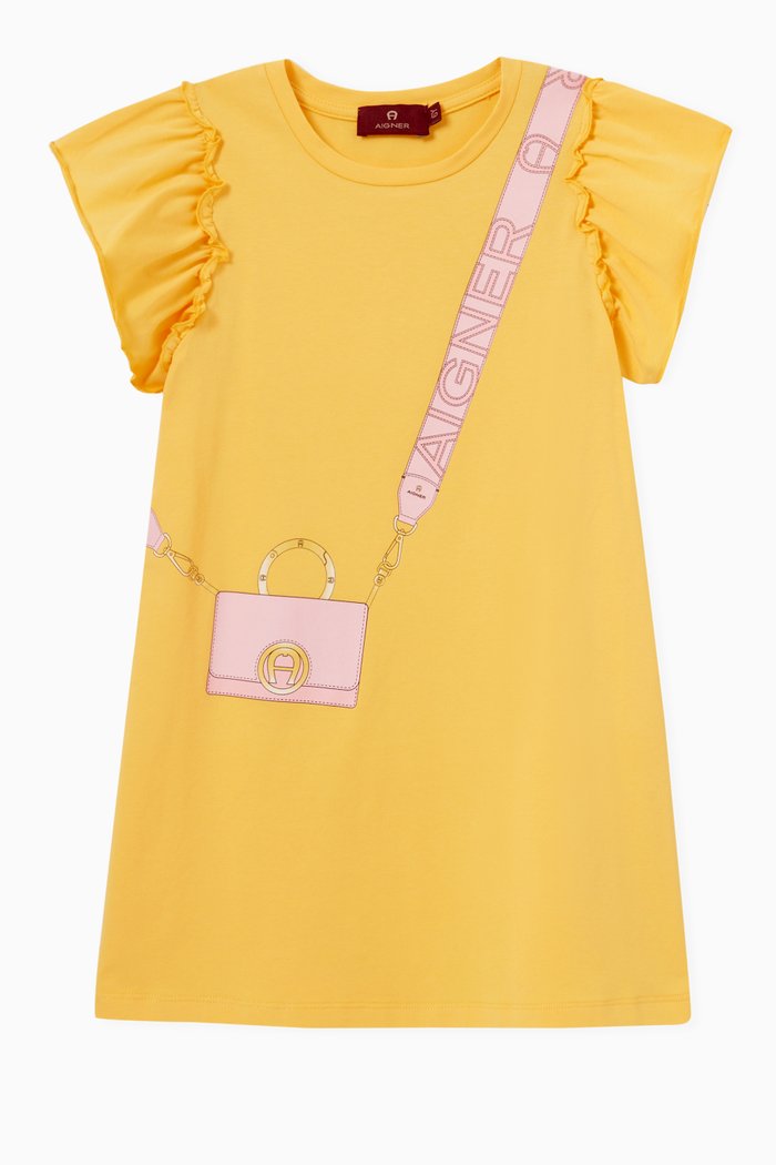 

Logo Graphic Dress in Cotton, Yellow