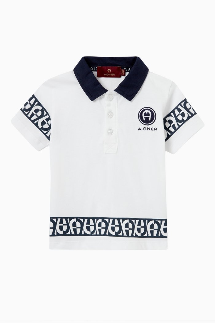 Logo Polo Shirt in Cotton, White