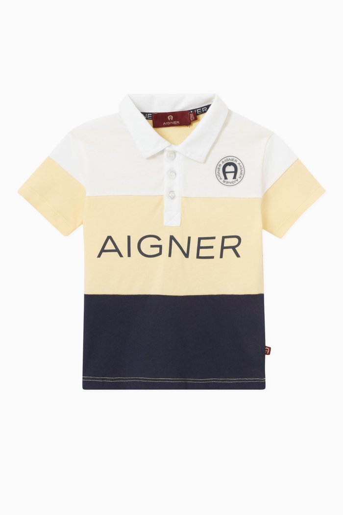 

Colour-block Logo Polo Shirt in Cotton, Multicolour