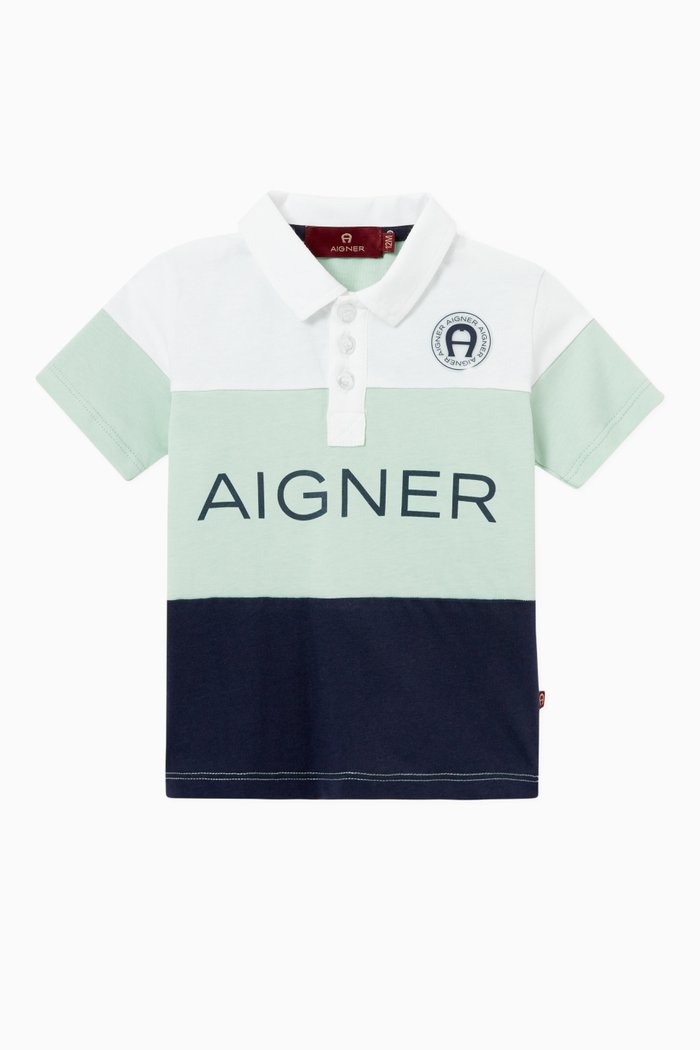 

Colour-block Logo Polo Shirt in Cotton, Multicolour