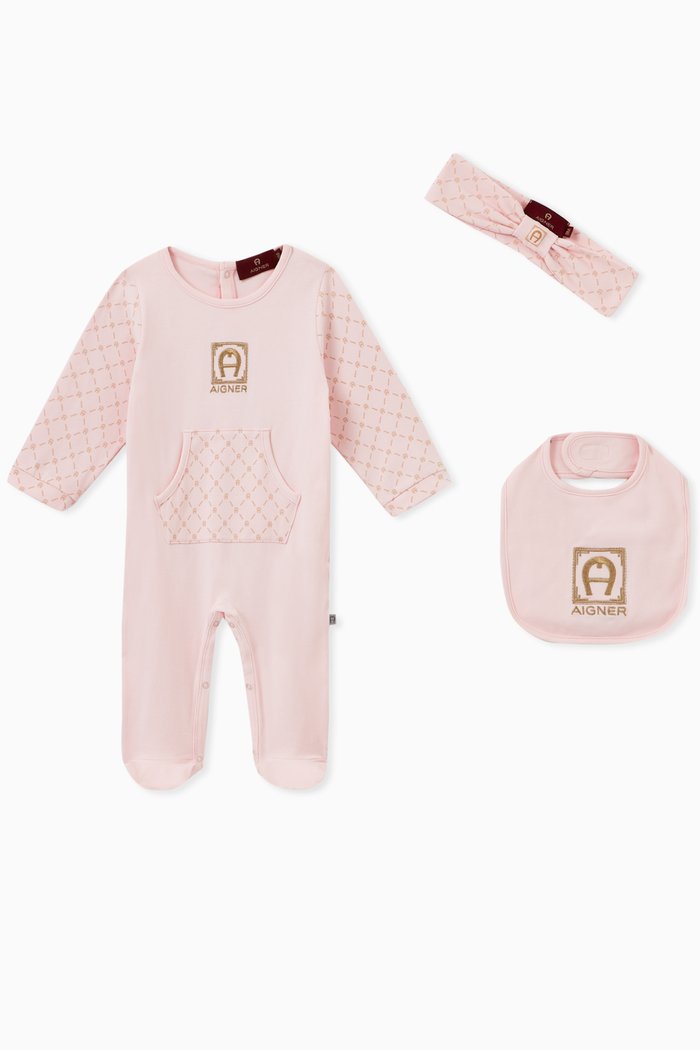 

Logo Babygrow Set in Cotton, Pink