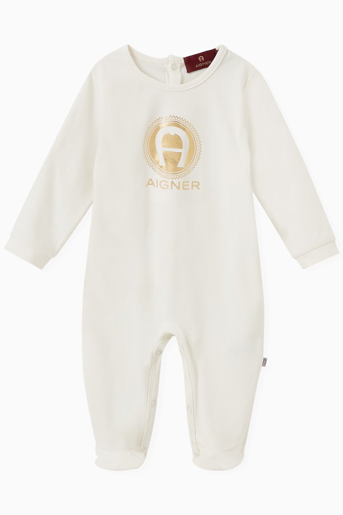 Logo Pyjamas in Cotton, White