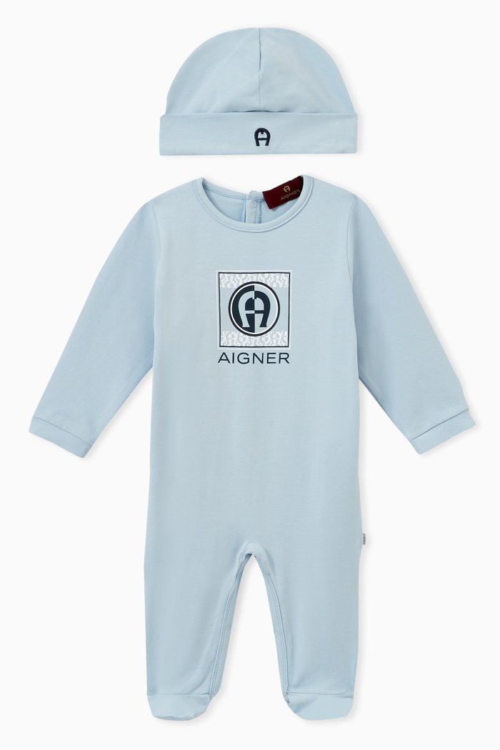 

Logo Babygrow Set in Cotton, Blue