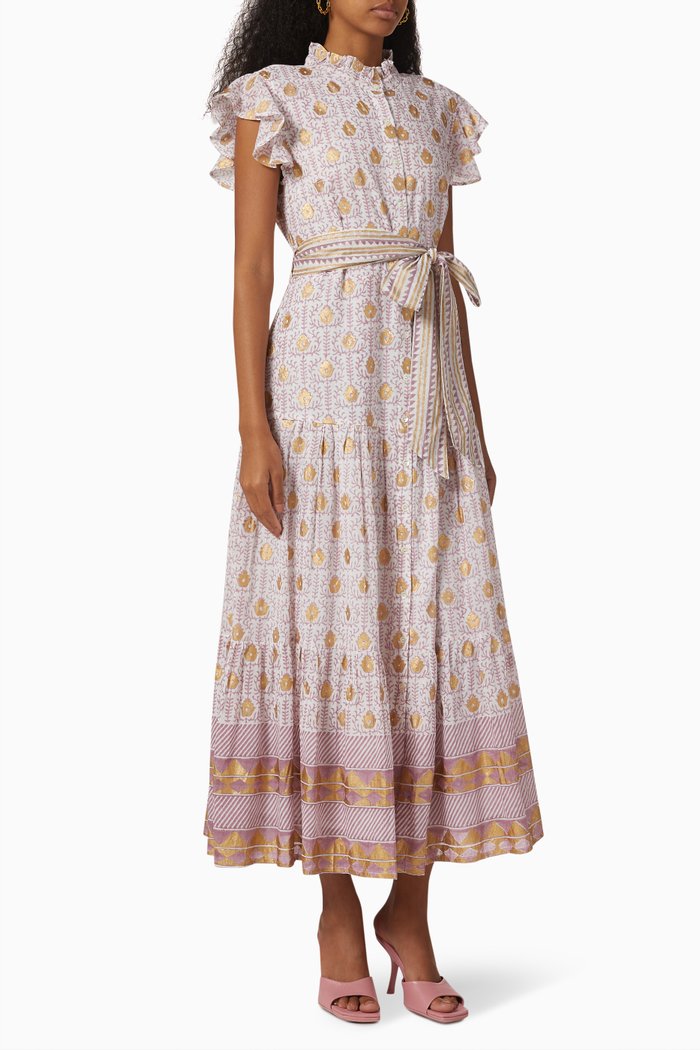 

Maxi Shirt Dress in Cotton, Purple