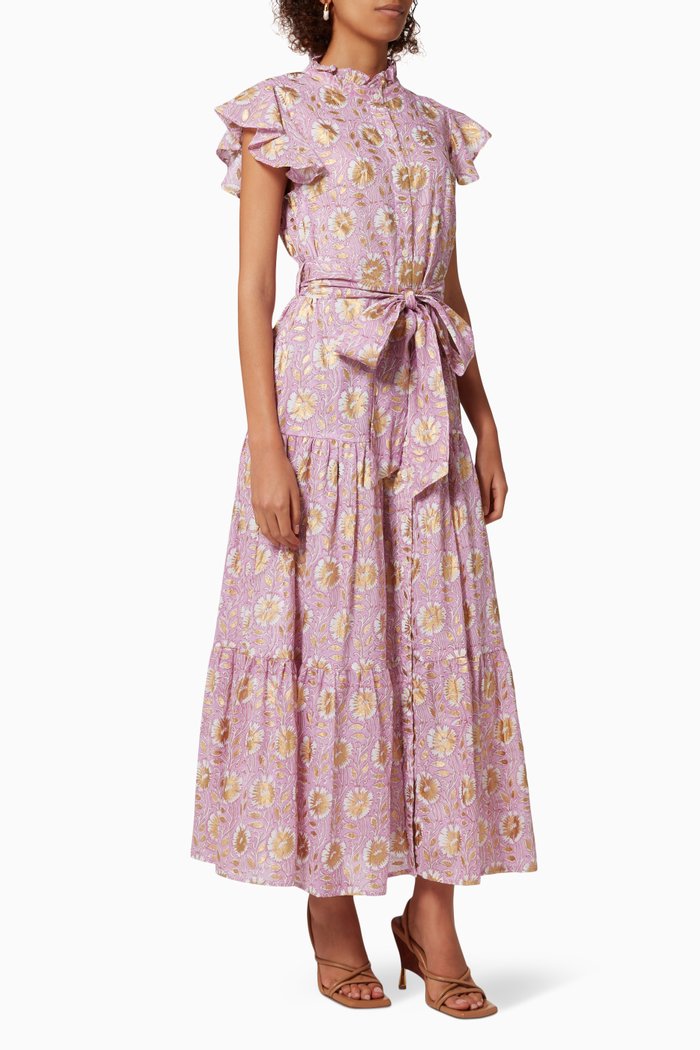 

Maxi Shirt Dress in Cotton, Pink