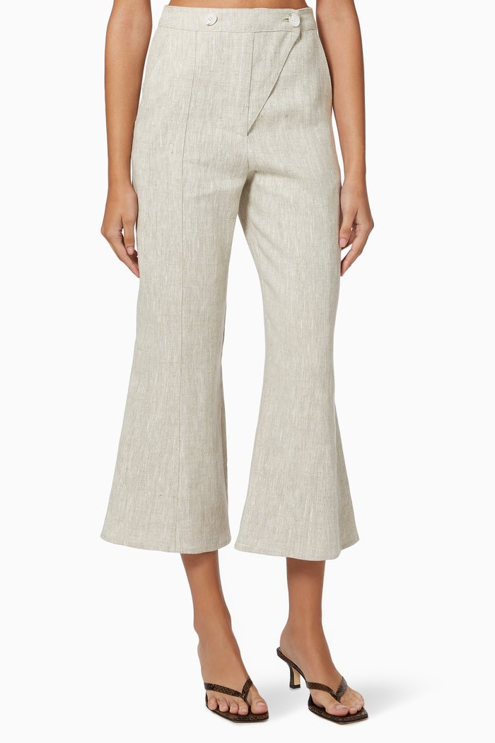 

Cross Fly Pants in Linen, Neutral
