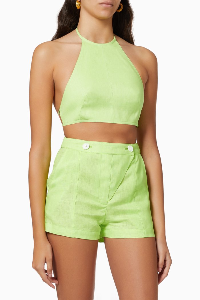 

Halter Crop Top in Linen, Green