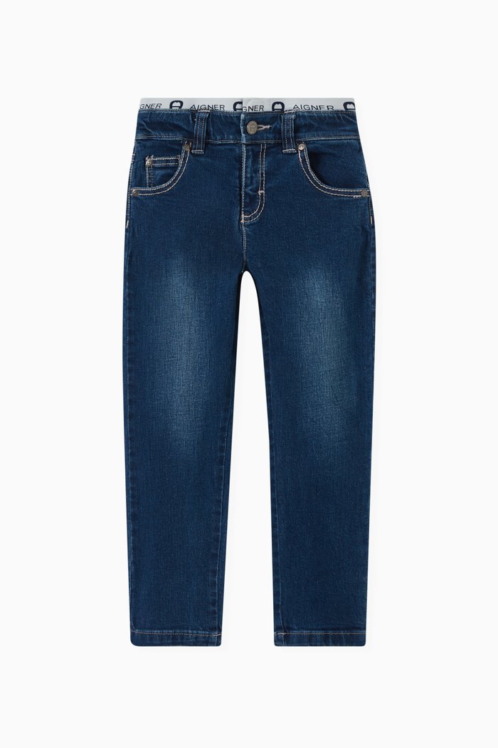 

Logo Waist Jeans in Denim, Blue