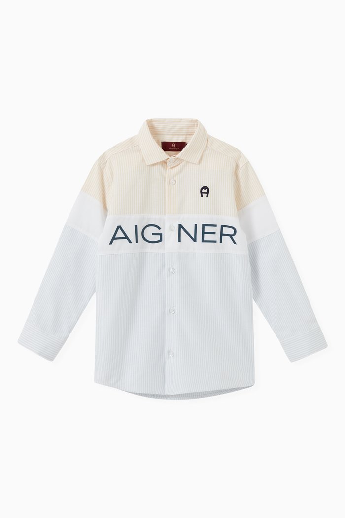 

Colour-block Logo Shirt in Poplin, Multicolour