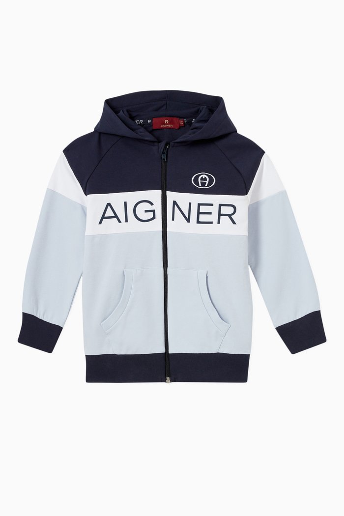 

Colour-Block Hooded Sweatshirt in Cotton Jersey, Multicolour
