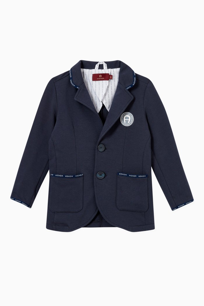 

Logo Cotton Jersey Blazer, Blue