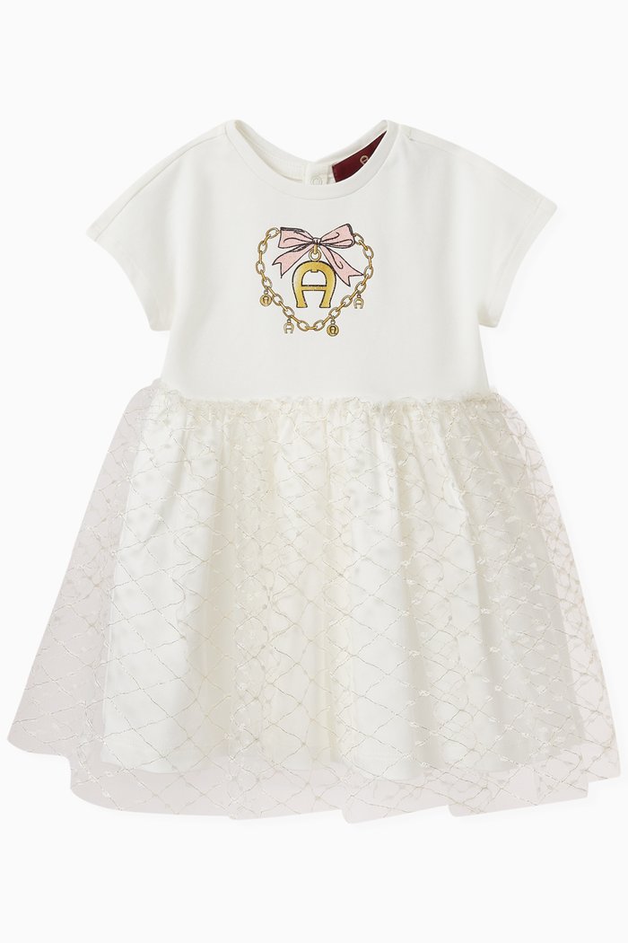 

Logo Graphic Dress in Cotton, White