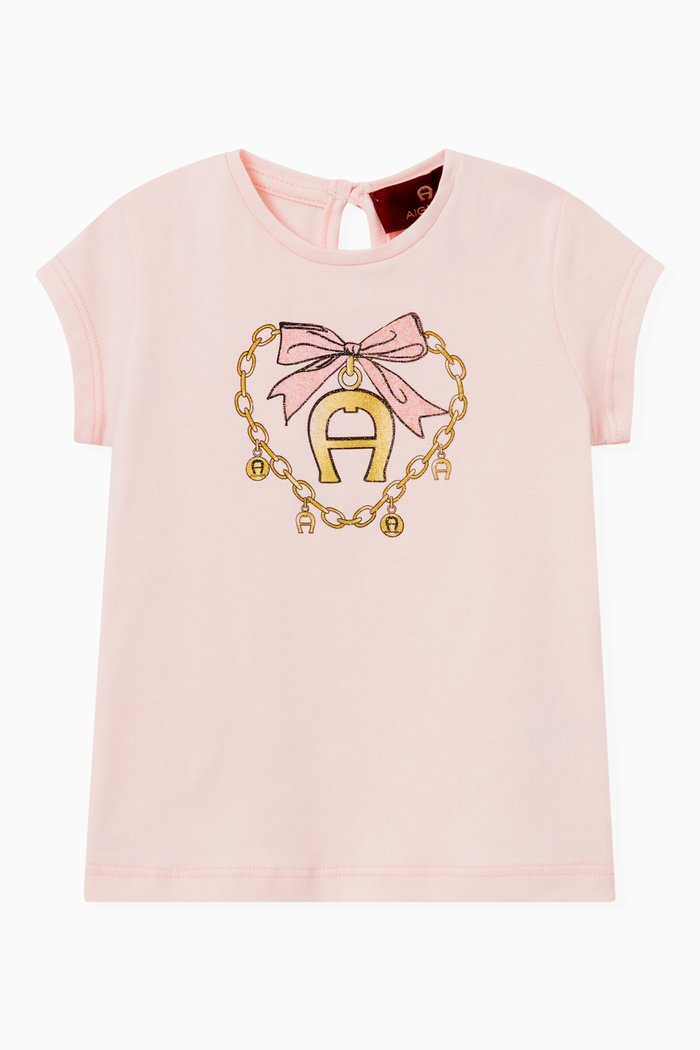 Logo Graphic T-shirt in Cotton, Pink