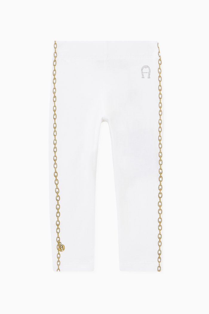 

Logo Chain Leggings in Cotton, White