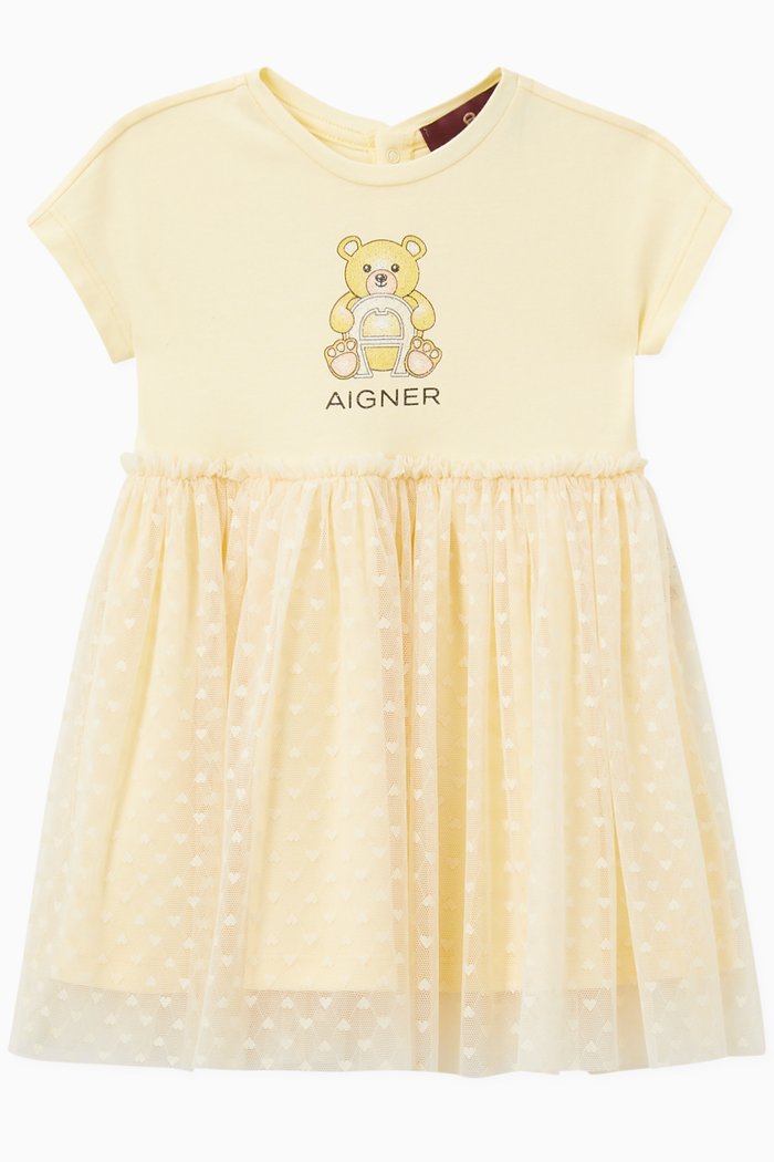 

Teddy Logo Dress in Cotton & Tulle, Yellow