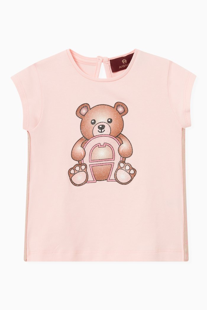 

Logo Teddy Bear T-shirt in Cotton, Pink