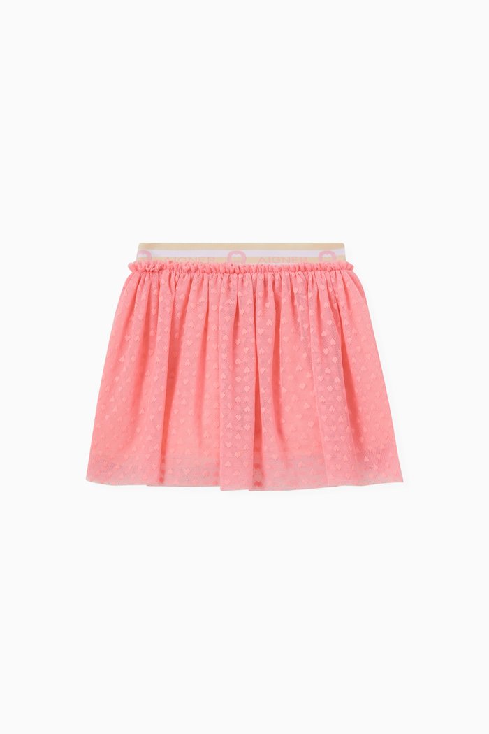 Pleated Skirt in Tulle, Pink
