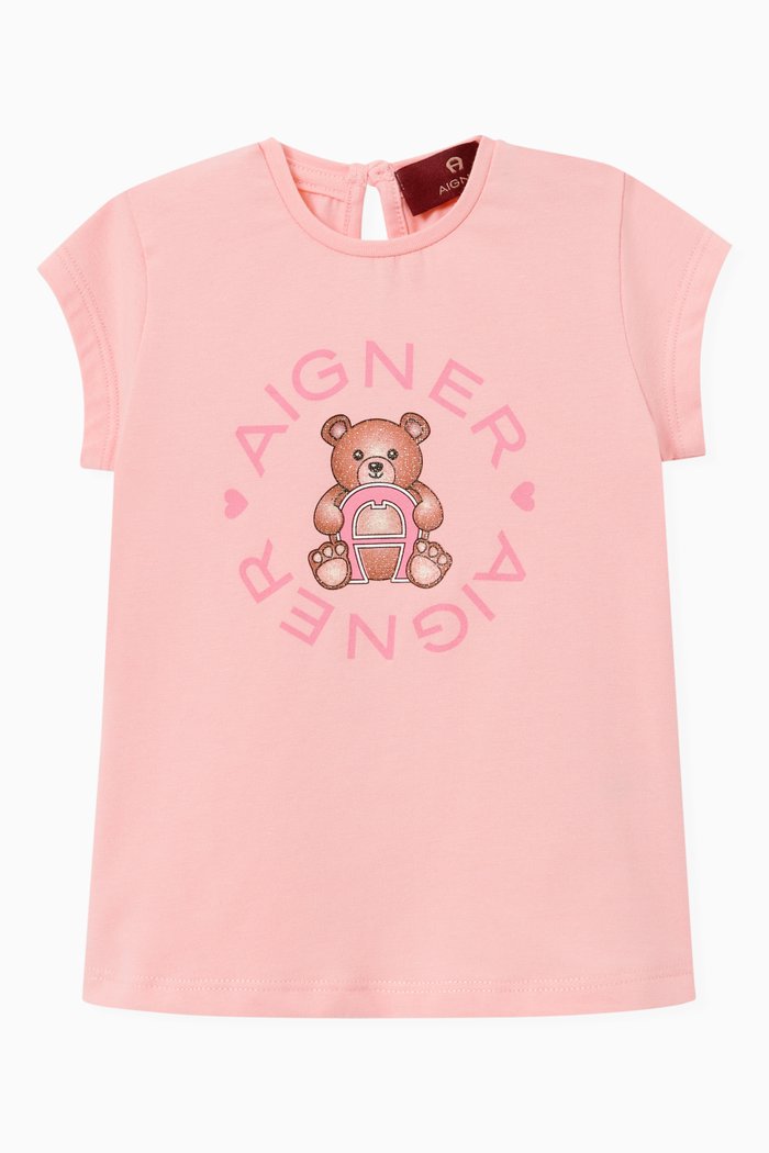 

Logo Teddy Bear T-shirt in Cotton, Pink