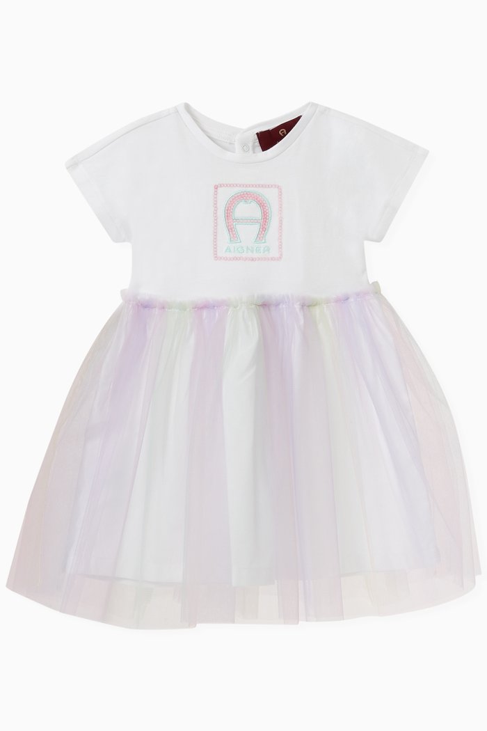 

Logo Rainbow Tulle Dress in Cotton, Multicolour