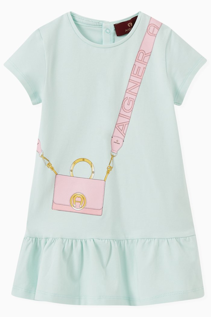 

Logo Graphic Dress in Cotton, Blue