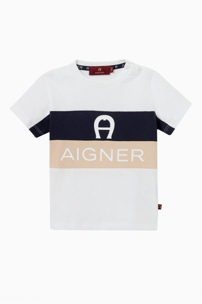 

Colour-block Logo T-shirt in Cotton, White